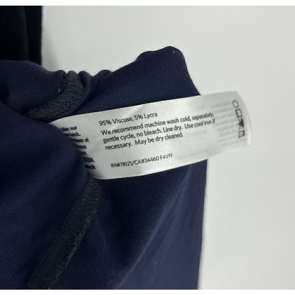 Eileen Fisher Dress Size Large Black Navy Colorblock Sleeveless Midi Jersey Knit - Picture 8 of 8
